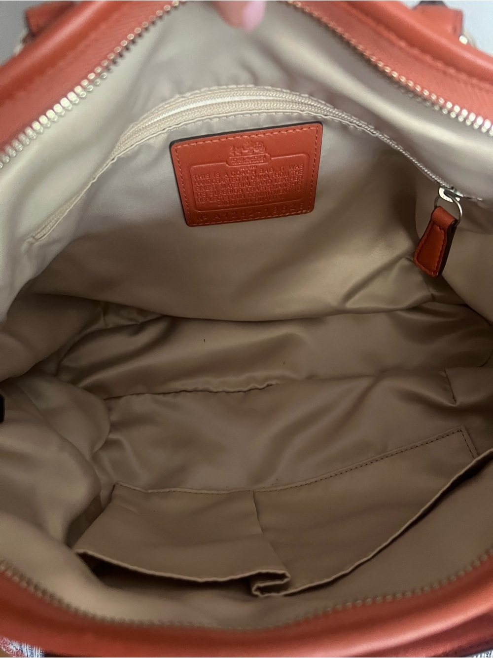 Coach Madison Tossed Lace Lindsey Orange Leather Satchel HTF - Picture 7 of 14
